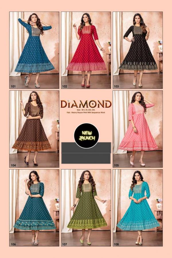 Golden Diamond Rayon Exclusive Fancy  Designer long Kurti Collection